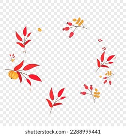Yellow Leaf Background Transparent Vector. Green Oak Set. Red Rowan Graphic Illustration. Leaves Healthy. Floral Banner.
