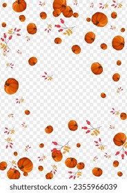 Yellow Leaf Background Transparent Vector. Green Decoration Border. Red Rowan Thanksgiving Card. Leaves Floral. Drawing Illustration.