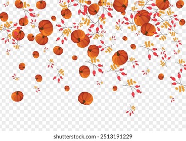 Yellow Leaf Background Transparent Vector. Burgundy Vintage Card. Gold Gourd Autumn Banner. Pumpkin Abstract. Farm Border.