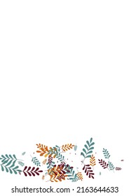 Yellow Leaf Background White Vector. Foliage Elm Frame. Red Leaves. Orange Herb Nature. Silhouette Texture.