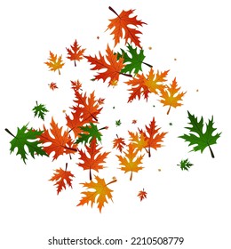 Yellow Leaf Background White Vector. Foliage Celebrate Texture. Red Design. Collection Template. Green Leaves Wallpaper.