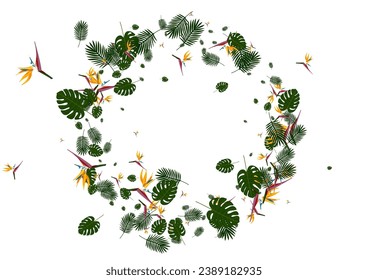 Yellow Leaf Background White Vector. Plant Garden Frame. Pink Leaves. Modern Pattern. Red Tribal Design.