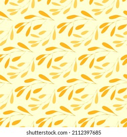 yellow leaf branches , botanical seamless pattern