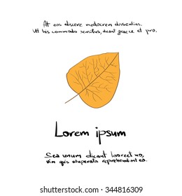 Yellow Leaf Hand Draw Sketch Logo Color Icon Vector Illustration