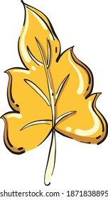 Yellow leaf, illustration, vector on white background.