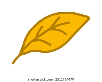 Yellow leaf isolated on white background. Concept of autumn leaves, nature, botanical illustration, minimalist design, seasonal art, fall symbol. Design element, icon, print