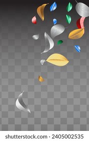 Yellow Leaf Metallic Vector Black Transparent Background Backdrop. Fresh Leaves Banner. Swamp Foliage Forest Plant. Color Blur Background.