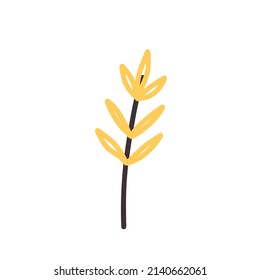 Yellow leaf plant hand drawn. Vector art doodle naive cute nature clipart