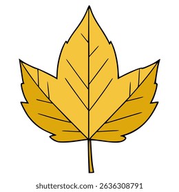 yellow leaf plant nature flat color vector illustration template design
