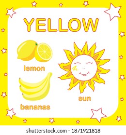 Yellow. Learn colors with children. Vector illustration in flat style.