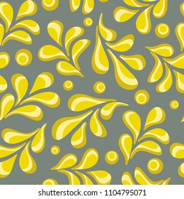 Yellow leaves. Abstract vector seamless pattern. Doodle style
