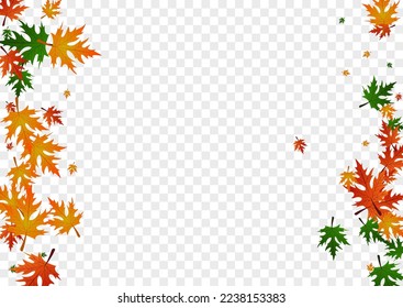 Yellow Leaves Background Transparent Vector. Plant Season Template. Golden Bright. Logo Card. Red Floral Flying.