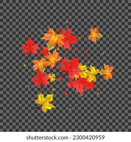 Yellow Leaves Background Transparent Vector. Plant Shape Illustration. Orange Nature Floral. Wallpaper Foliage Frame.