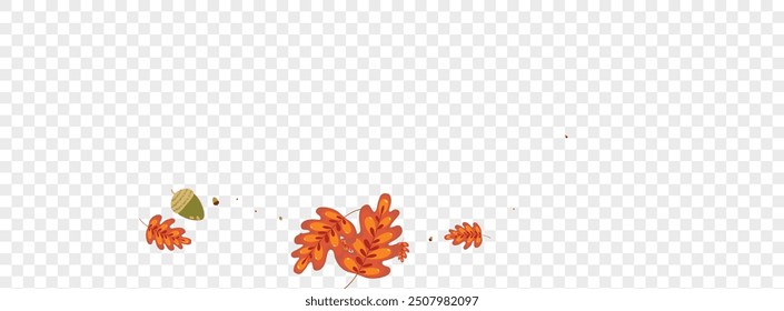 El Fondo De Las Hojas Amarillas Es De Vector Transparente. Diseño de Imagen de bellota. Planta marrón. Conjunto de dibujos animados. Rojo Roble Muerto.