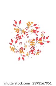 Yellow Leaves Background White Vector. Foliage Drawn Texture. Green Herb Tree. Simple Design. Leaf Seamless.