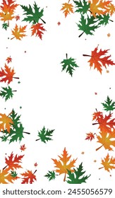 Yellow Leaves Background White Vector. Foliage Tree Frame. Gold Single. Bright Pattern. Ocher Floral Canada.