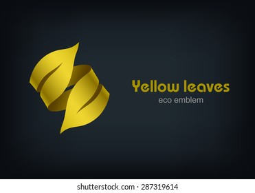 Yellow Leaves Eco Logo vector design element template, Ecology concept type as logotype, Vector illustration Eps 10