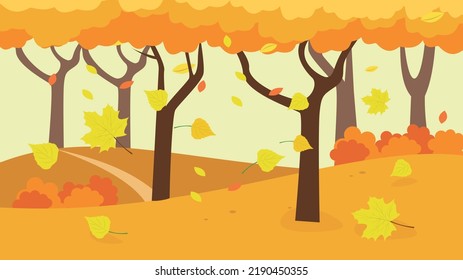 yellow leaves fall in the park