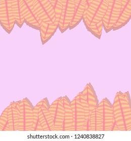 yellow leaves frame with orange lines on pink background. vector illustration 