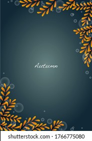 Vector de marco de hojas amarillas con fondo de agua salpicada para la decoración en temporada otoño.