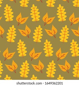 yellow leaves hand drawn pattern template vector background
