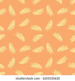 yellow leaves with orange background seamless pattern vector , eps file