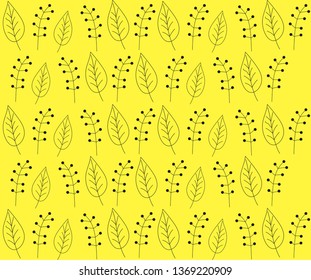 Yellow leaves plant pattern vector