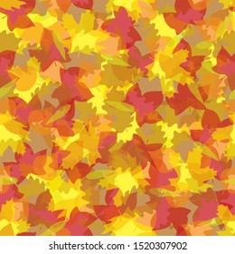 Yellow leaves seamless pattern. Autumn (fall) background. Vector illustration.