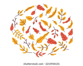 Composición vectorial de hojas amarillas. Otoño, otoño