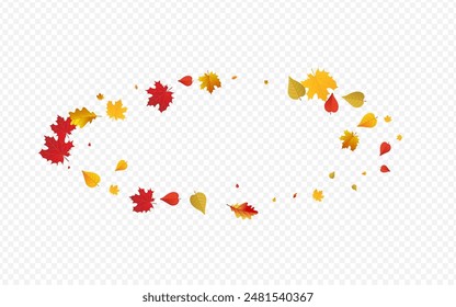 Yellow Leaves Vector Transparent Background. Paper Floral Card. Autumnal Ground Plant Illustration. Beautiful Design.