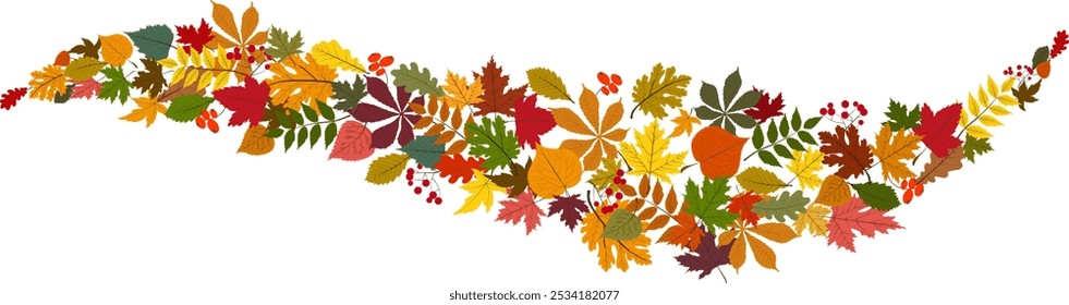 Yellow Leaves Vector Transparent Background. Beautiful Foliage Illustration. Golden Realistic Floral Template. Tree Design.