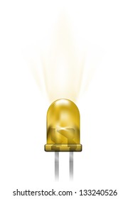 Yellow led isolated on white. Vector illustration.