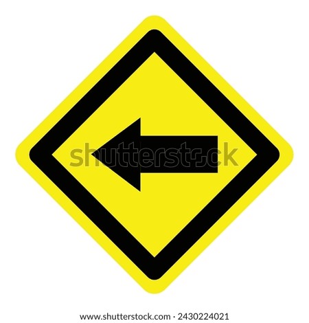 yellow left arrow road traffic warning caution sign direction icon. exclamation, hazard sign symbol logo design for web mobile isolated white background illustration