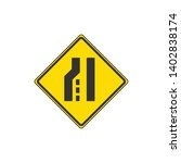 Yellow Left Lane Ends Sign Isolated On White Background. Traffic Symbol Modern Simple Vector Icon