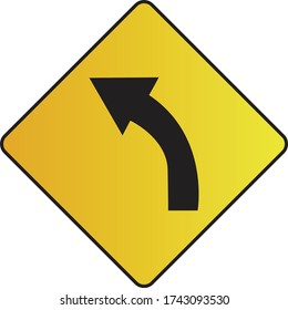 Gelbe linke Straße Schild. Richtungssymbol