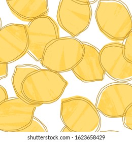 Yellow lemon abstract seamless pattern.