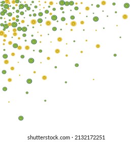 Yellow Lemon Background White Vector. Fruit Flying Set. Bright Wallpaper Lime. Green Decor Decoration.