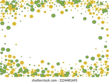 Yellow Lemon Background White Vector. Fruit Juice Decoration. Green Levitation Lime. Juicy Piece Illustration.