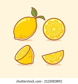 Yellow lemon cartoon, lemon is a fruit that has high vitamin c