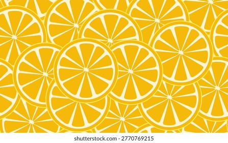 yellow lemon citrous and leaves slice seamless pattern tropical fruit vector hand drawn illustration background