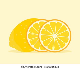 Yellow Lemon. Cute cartoon vector style for your design. 