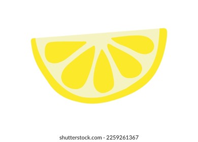 Yellow lemon doodle flat illustration isolated on white background. Vector graphics design