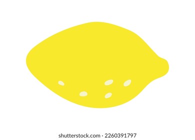 Yellow lemon doodle flat illustration isolated on white background. Vector graphics design