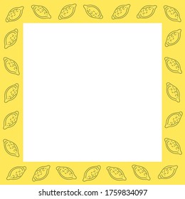 cuadrado blanco del marco del limón amarillo. limón de trazo verde