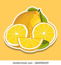 Yellow lemon. lemon is a fruit that is sour and has high vitamin c. helps to feel fresh
