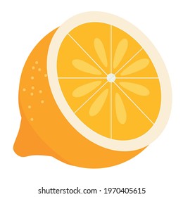 Yellow lemon. The fruit. Vector illustration isolated on white background.