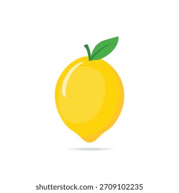 Limón amarillo con hoja verde y Vector de frutas de sombra
