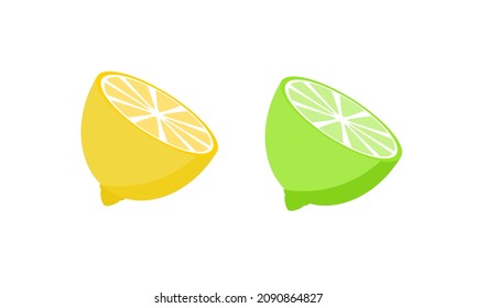  Limón amarillo. Objeto vectorial, diseño plano simple. Aislado sobre un fondo blanco.