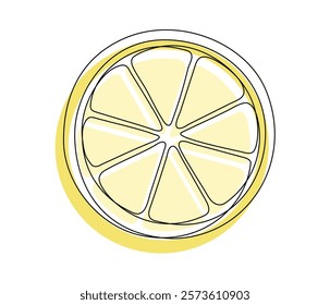 Yellow lemon halves isolated on white background. Simple citrus silhouette. Hand drawn lemon outline. Vector illustration