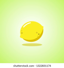 Yellow lemon icon isolated on green background. Vector illustration EPS 10.